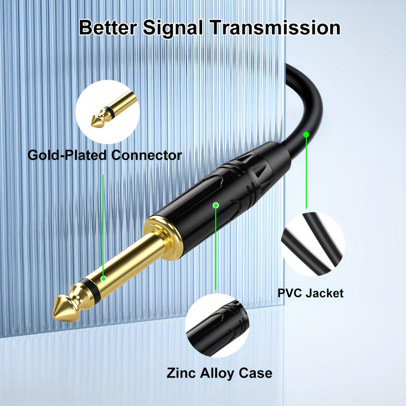 Cable de Audio i-zclive de 3.5mm a 6.5mm, Cable de Audio Mono de Doble Núcleo y Doble Blindaje de 6.35mm, Carcasa de Aleación de Aluminio Cable AUX Macho de 3.5mm a Macho de 6.35mm Aplicable para teléfono móvil, computadora, notebook, tarjeta de sonido,