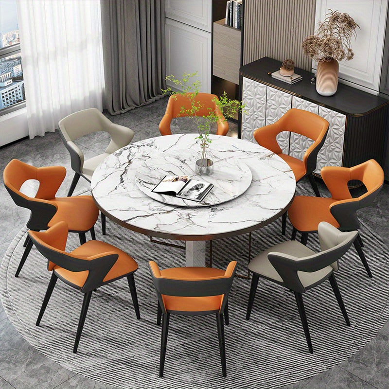 Silla de comedor elegante estilo francés con respaldo - Diseño hueco, disponible en azul, naranja, gris - Ideal para club, hotel, restaurante occidental, café, muebles de comedor.