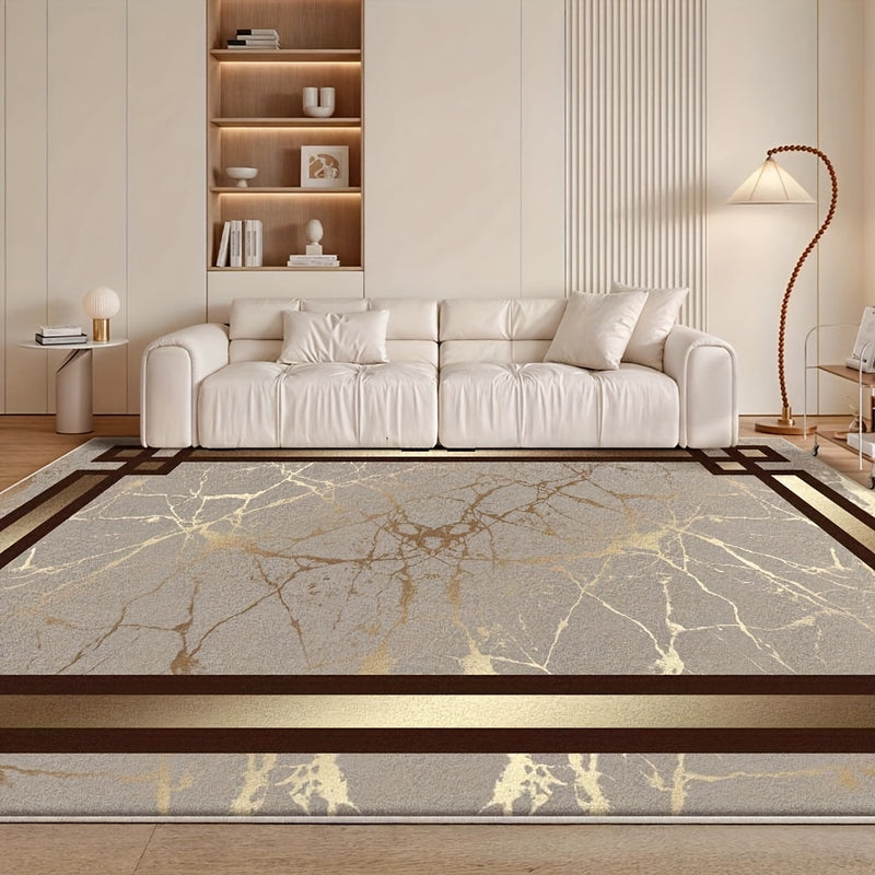 1 alfombrilla de terciopelo a rayas moderna - 850 g/m², poliéster, lavable en máquina, antideslizante, ligera, tejida plana, rectangular para dormitorio, oficina, habitación - Disponibles en varias tamaños, decoración moderna de sala de estar | Alfombril