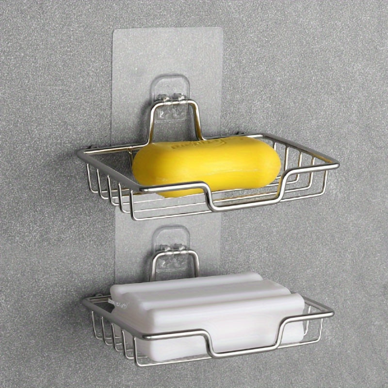Jabonera de Acero Inoxidable de Fácil Instalación - Montaje en Pared, Diseño de Drenaje Sin Taladro para Baño y Cocina