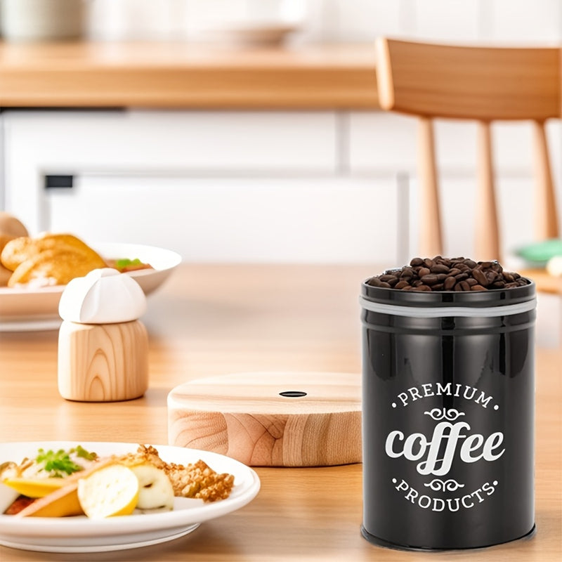3 piezas de contenedores de almacenamiento de metal premium con tapas - Organizador de alimentos y té redondo reutilizable para café, azúcar, confitería - Solo lavado a mano, solución de almacenamiento de cocina multiusos