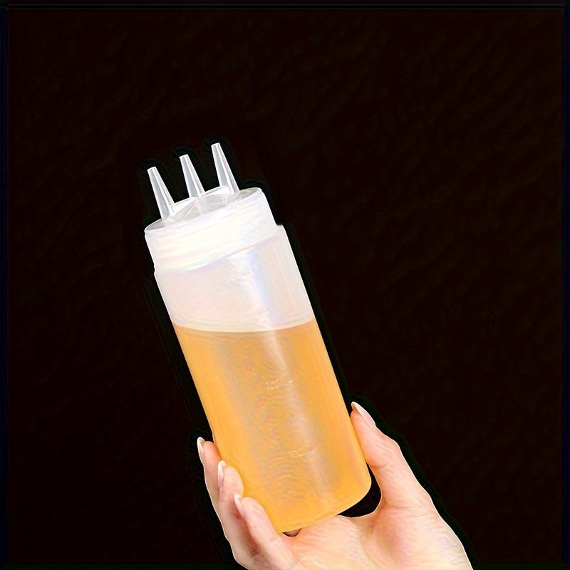 1 Unidad, Botellas Exprimibles, Botellas De Salsa, Botellas Exprimibles Para Condimentos, Botellas Exprimibles De 3 Agujeros Para Condimentos, Botellas Exprimibles De Salsa Para Ensaladas, Barbacoas, Horneado, Asado, Camping, Picnic, Utensilios De Cocina