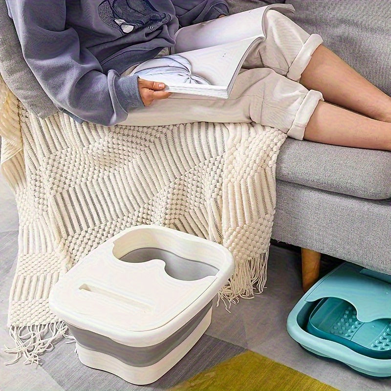 Baño de pies plegable, recipiente de pies portátil con tapa, masajeador de pies plegable, bañera de masaje de puntos de acupuntura, adecuado para baño, sala de estar, dormitorio, elección perfecta de regalo para 11 festivales.