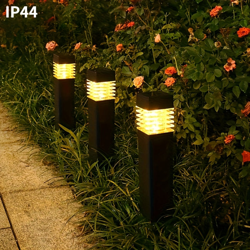 4 luces solares para jardín, exteriores, con pantalla abierta y base para clavar en el césped, para patio o hogar, incluye bombilla