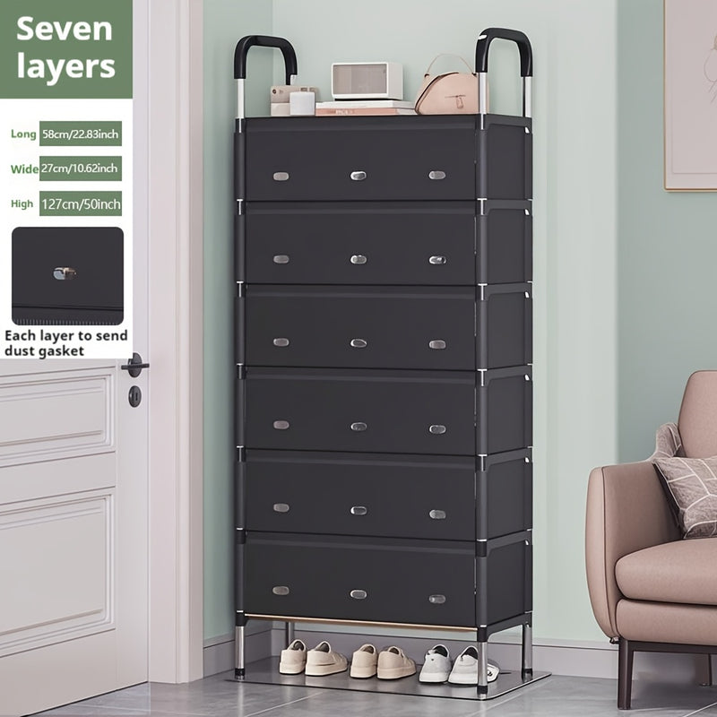 Organizador de zapatos de 6/7 niveles, capacidad para 18-21 pares, estructura de metal resistente con material PP, ahorra espacio para el hogar, dormitorio y pasillo, uso en interiores, ensamblado, almacenamiento multipropósito para zapatos y botas