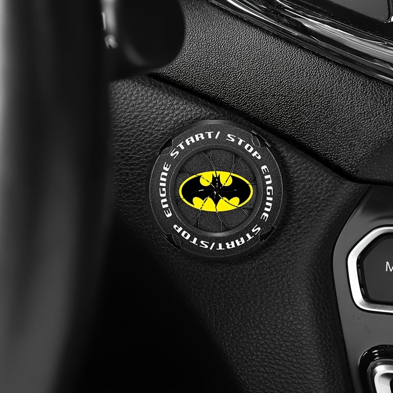 1 pieza de WB Batman, tapa de botón de arranque de coche, diseño redondeado giratorio, adecuado para botón de arranque/parada, mejora duradera de plástico interior, diseño de patrón audaz | Estuche protector duradero de plástico