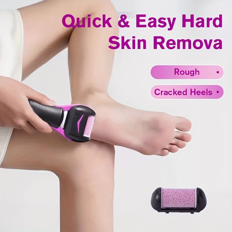 XUMTOM Lijadora eléctrica de pies - Lijadora de pies portátil con batería seca, con paño abrasivo giratorio, exfoliación sin dolor para la piel dura, eliminación de callos, mango antideslizante, ideal para uso en casa y viajes, cuidado de pies en viajes