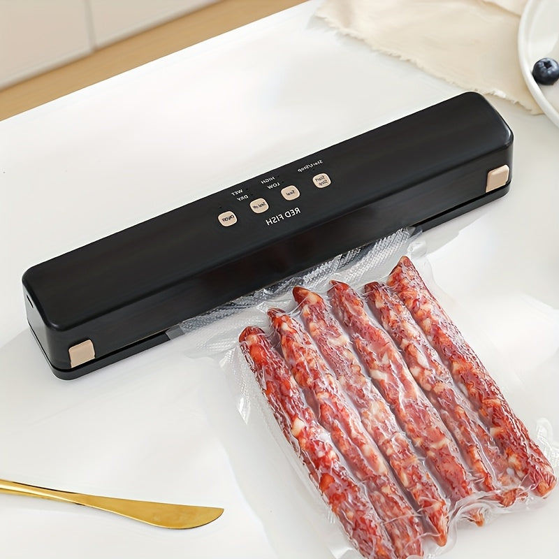 Selladora al Vacío Automática de Carga USB para Conservar la Frescura de Alimentos Pequeños, Adecuada para Envasar Pescado, Verduras y Frutas | Electrodoméstico Moderno con Estructura de Plástico Duradero