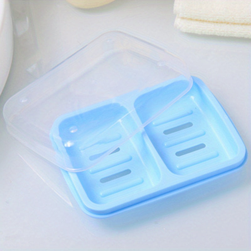 1 Pieza, Caja De Jabón De Drenaje De Doble Rejilla, Jabonera De Plástico Con Tapa, Accesorios De Baño
