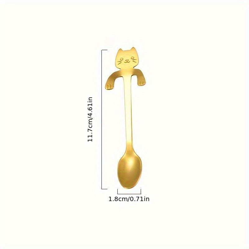1 Pieza, Cuchara Creativa De Acero Inoxidable, Cuchara Colgante De Gato De Dibujos Animados 304, Cuchara Linda Para Taza, Cuchara Mezcladora De Café, Para Casa, Oficina, Cafetería, Fiesta, Cubiertos