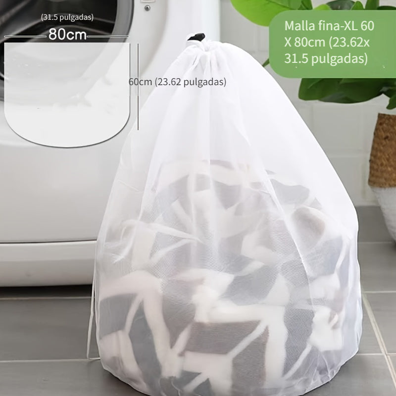 1 unidad de bolsas de lavandería de malla de poliéster grueso con cierre de cordón para la universidad, viajes, fábricas, lavable a máquina