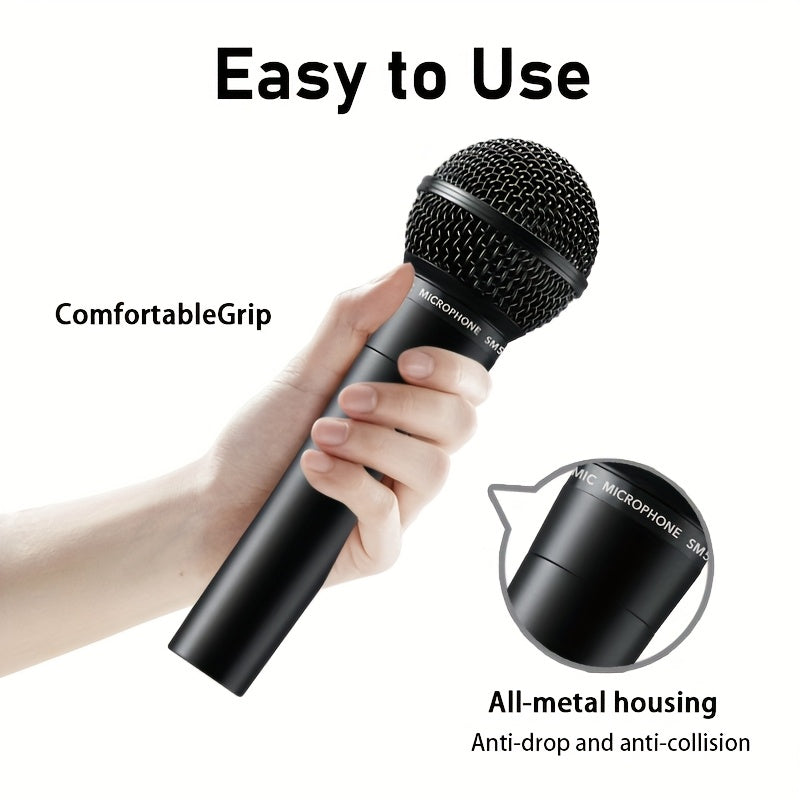 Micrófono Profesional de Alta Resistencia con Malla Metálica - Ideal para Actuaciones en Vivo, Grabación en Estudio, Podcasts y Streaming - Compatible con Karaoke, Mezcladores e Interfaces de Audio - Sin Necesidad de Batería/Energía, Conector 6.35mm, Dis
