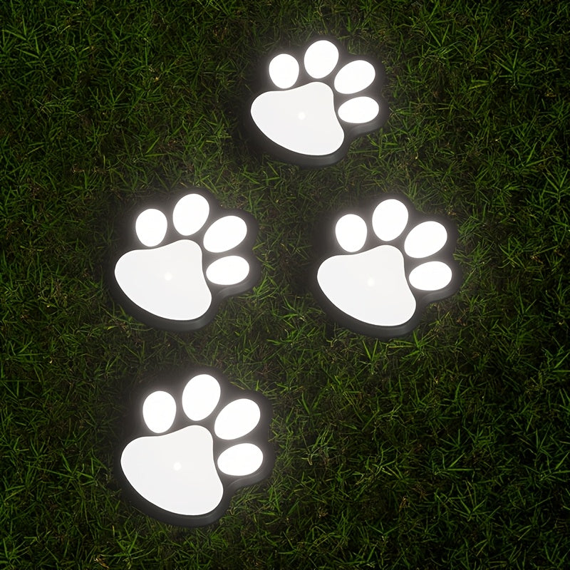 4 piezas de luces LED solares para patas de perro Shenzhi Tech – Iluminación decorativa para jardín, patio y césped con sensor inteligente, resistente al clima y fácil instalación, LEDs cálidos, diseño adorable de huella para amantes de mascotas, regalos