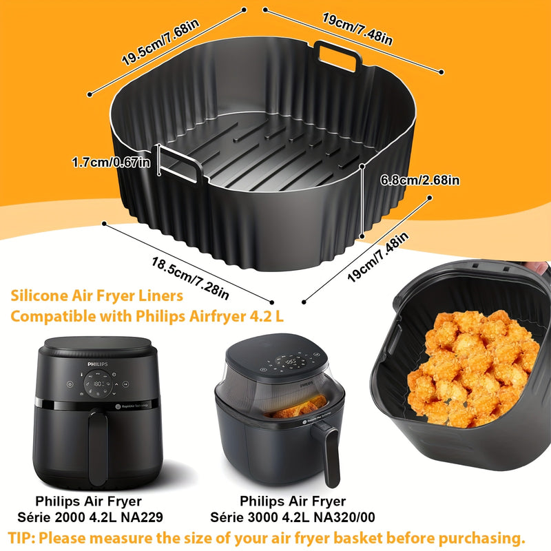 2 piezas Molde de Silicona para Airfryer 19cm, Accesorios para Philips 4.2L Serie 2000 Na229/00 y 4.2L Na320/00, Bandeja para Hornear en Airfryer, Inserto para Airfryer 4.2L