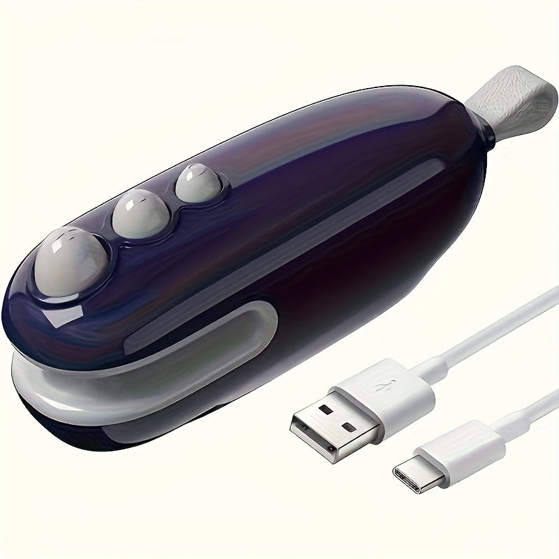 Mini sellador de snacks USB recargable - Sellador de bolsas de plástico manual con diseño de oso lindo, ideal para frutas, snacks y bolsillos, solución portátil de almacenamiento de alimentos, solución de almacenamiento de alimentos | Diseño de oso lindo