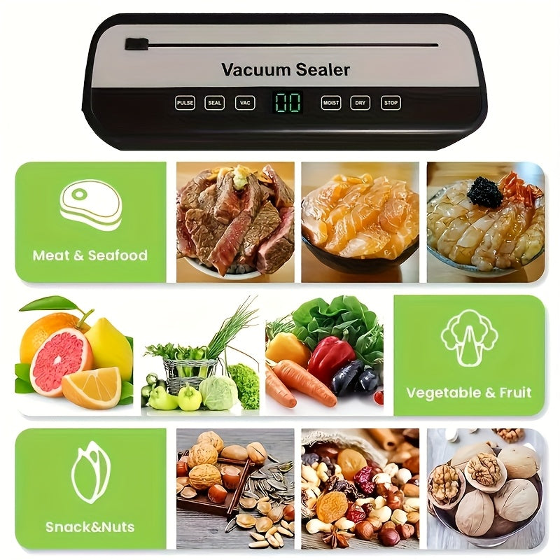 Máquina de sellado multifuncional para el hogar, sellador de alimentos negro simple y elegante, sella alimentos secos y húmedos, polvo de condimento, adecuado para varios escenarios, pequeño regalo de cocina.