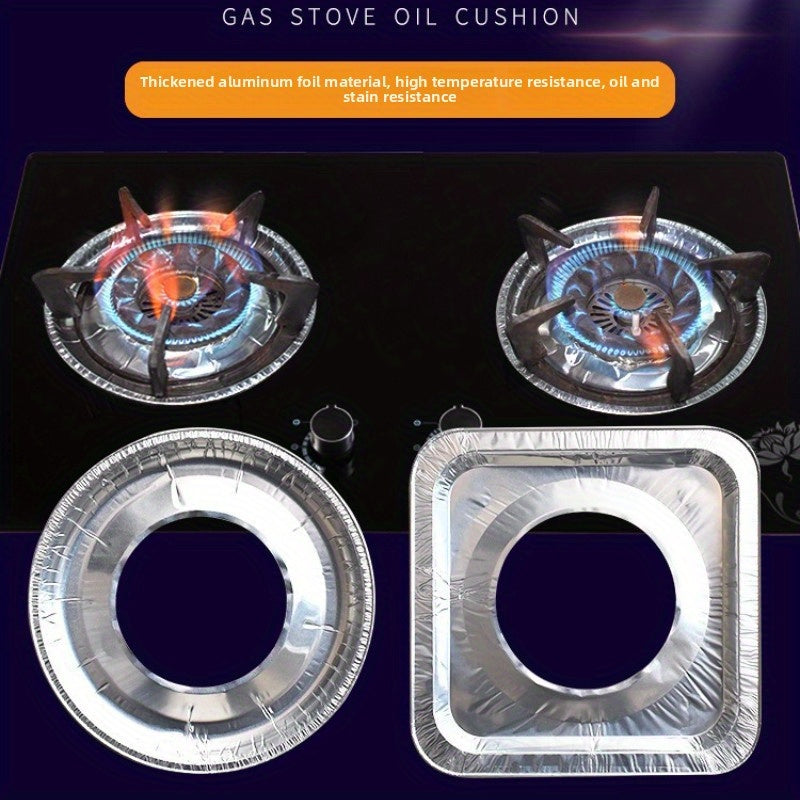 10pcs Gaskest Antimanchas para Estufa de Gas - Anillos Redondos y Cuadrados de Aluminio Resistentes al Calor, Resistencia a Altas Temperaturas hasta 500°C, Protectores Fáciles de Limpiar para Quemadores de Gas e Inducción, Protector de Encimeras de Gas,