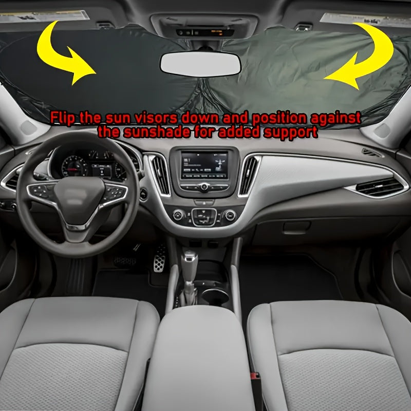 1 pieza de cortina de sol para coche UV rojo - Diseño de ojos de gato negro, protector de parabrisas plegable para conducir en la playa y en la costa, mantiene el vehículo fresco, se ajusta a los coches, SUV y camiones - Accesorio de interior de automóvi