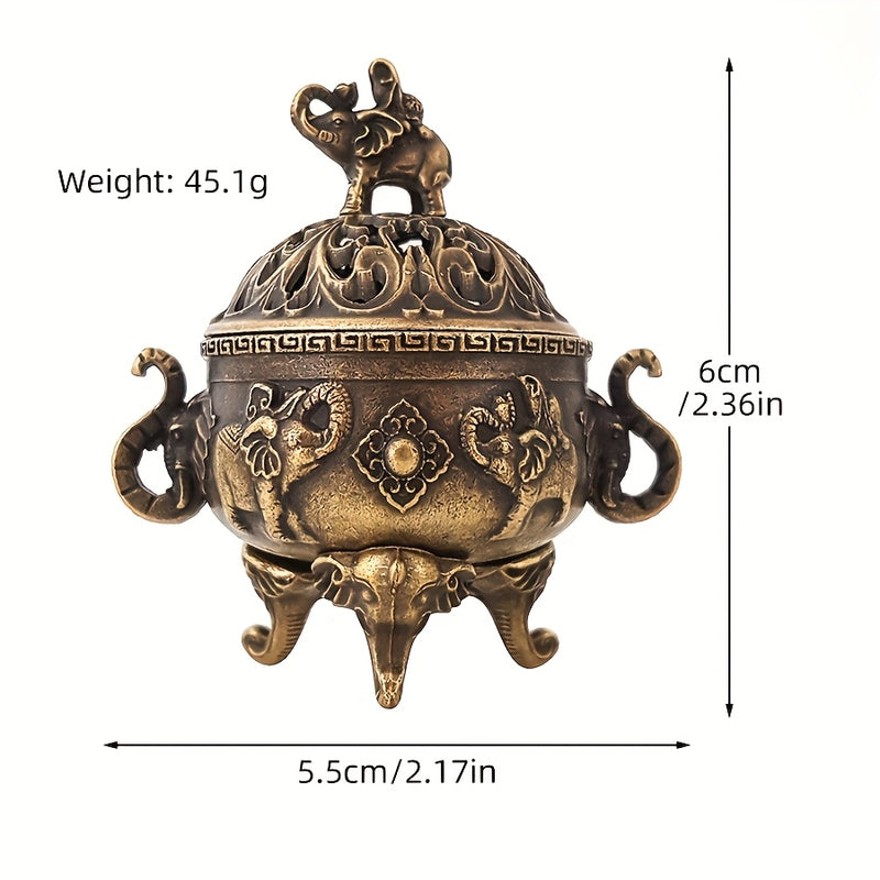 Quemador de incienso elegante para ceremonia de té, diseño intrincado de elefante en metal, ideal para decoración interior, regalo para el Día de la Madre y el Día del Padre, accesorios para ceremonia de té con artesanía detallada