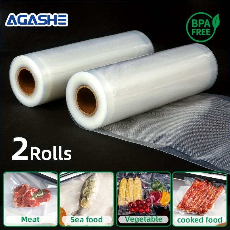 Rollo de Sellador al Vacío AGASHE, juego de 2 rollos. longitud 500cm. Libre de BPA, duradero y resistente al desgarro. para cocineros caseros y preparación de comidas. Conserva bien los alimentos. Compatible con la mayoría de las máquinas. Mantiene los a