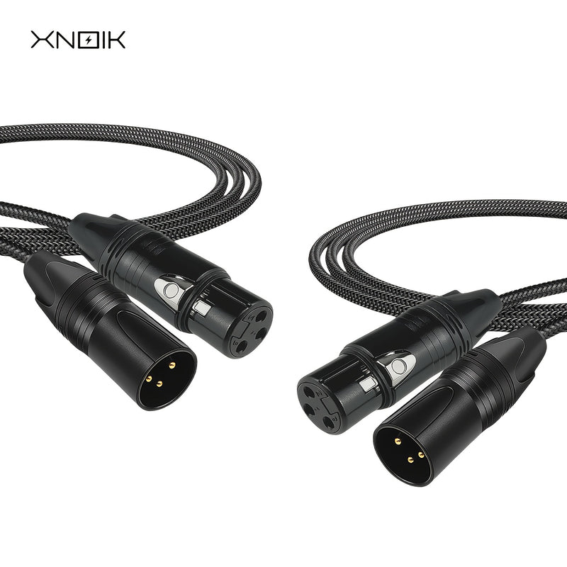 2 unidades de cables de micrófono XLR a XLR de alta calidad, masculino a femenino, con cobre libre de oxígeno (OFC) y trenzado de nailon, negro, 1,5 metros, para micrófono, escenario, estudio, estudio en casa.
