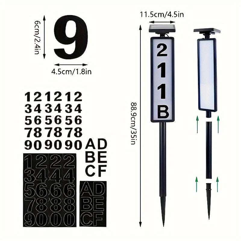 Señal de Luz Solar para Puerta en 1 pieza, Señal de Luz Solar Antigoteo con Poste, Modo Doble, para Casas y Villas, Indicador de Luz LED Solar de 88.9 cm de Altura