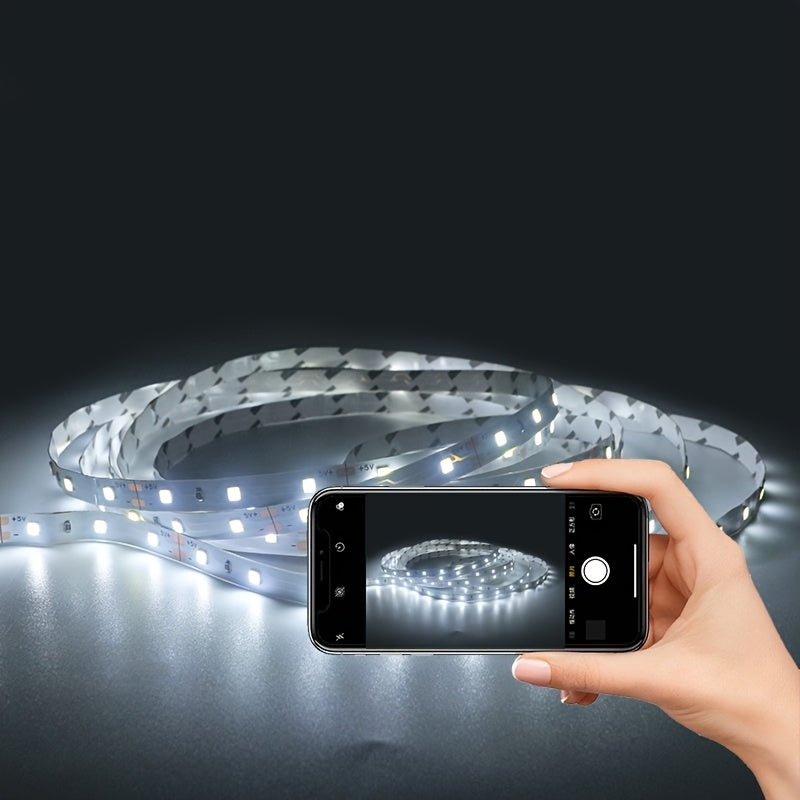Tira de luces LED 2835 30D, blanca cálida/fría, autoadhesiva, cortable, funciona con pilas (pilas no incluidas), ideal para iluminación trasera de TV, tocador, gabinetes, decoración del hogar y ambiente festivo, luz para sala de estar