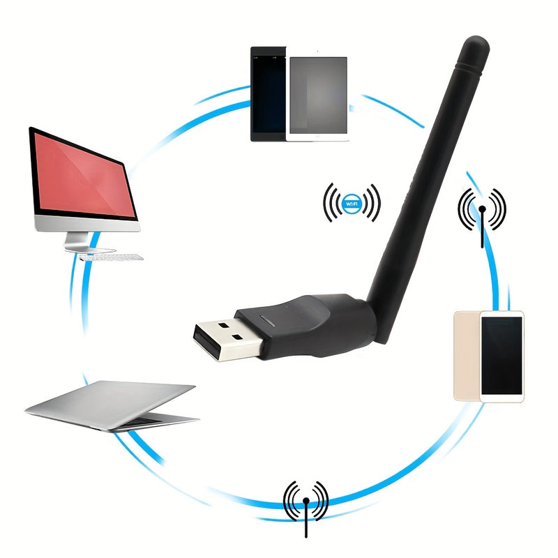 Adaptador de red portátil, Wifi de 2,4G con una velocidad máxima de 150Mbps, con una antena Wifi de alta ganancia, compatible con WPA-PSK/WPA2-PSK para un uso seguro de la red, adecuado para Windows 11, 10, 8, 7 y XP en escritorios y portátiles.