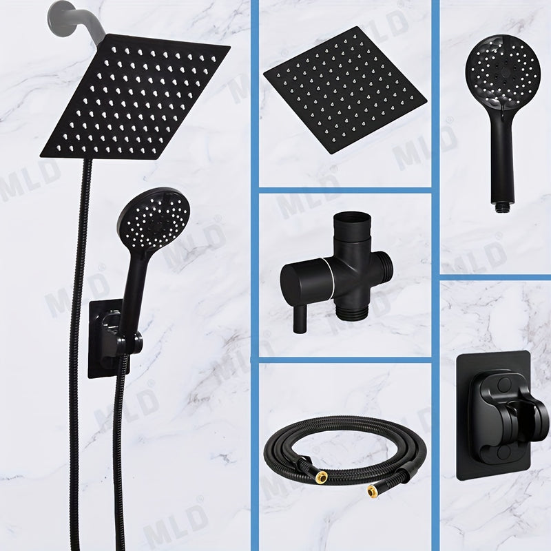 5piezas/ Set, Ducha Externa para Caravana, Alta Presión de Agua Cabeza de Ducha Cuadrada - 3 Modos de Ducha Manual, Material de Acero Inoxidable, Equipado con Manguera Super Larga de 59 Pulgadas, Derivador de 3 Vías, Soporte de Cabeza de Ducha, Kit de Ca