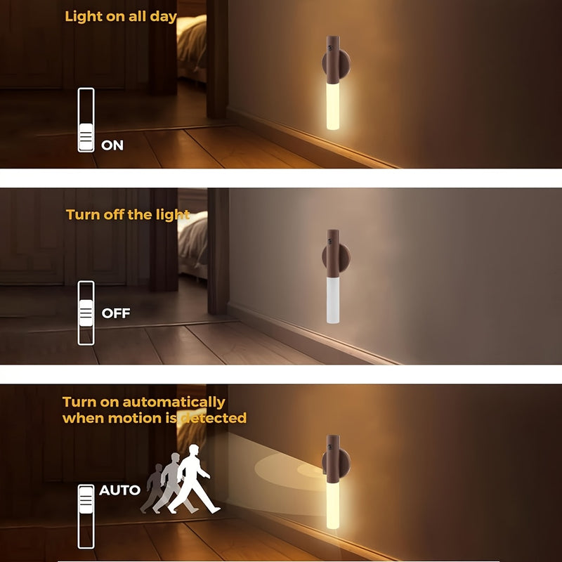 Juego de 2 luces de noche con sensor de movimiento inteligente, LED recargable, utilizable para colgar o portátil. Adecuado para pasillo, armario y iluminación de pared, equipado con alimentación USB, encendido y apagado automático, ideal para luces de p