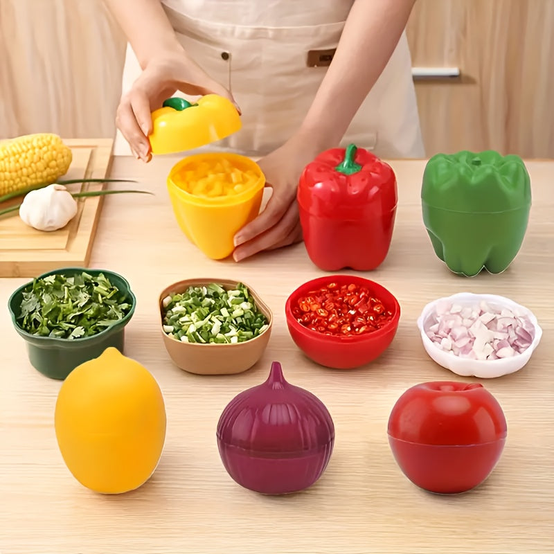 7 Piezas de Contenedores para Frutas y Verduras - Tapas Antifugas, Recipientes Plásticos Reutilizables para Refrigerador y Despensa, Lavado a Mano, Diseño Compacto, Material BPA-Free, Organización de Alimentos, Granos y Ajo, Ideal para Cocinas Caseras