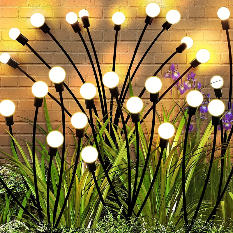 1 pza./2pza.s 8 luces solares, luces de luciérnagas solares, para camino de jardín al aire libre, césped, decoración, para decoración de Halloween Navidad Año Nuevo Ramadán