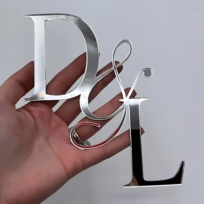 Letrero de Acrílico con Inicial Personalizada - Decoración de Pared con Fuente Escrita a Mano, Elegante Acabado en Oro Rosa, Exhibición Clásica para Escritorio, Perfecta para la Decoración del Hogar y Oficina