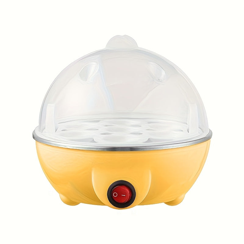 Cocedor de Huevos Eléctrico Compacto VIVIDAY con Tapa Transparente - Mini Maquinilla de Desayuno Portátil, 110V, Material PP, Diseño Amarillo y Blanco, Enchufe Estadounidense, Ideal para la Nutrición en Cocina Doméstica, VIVIDAY