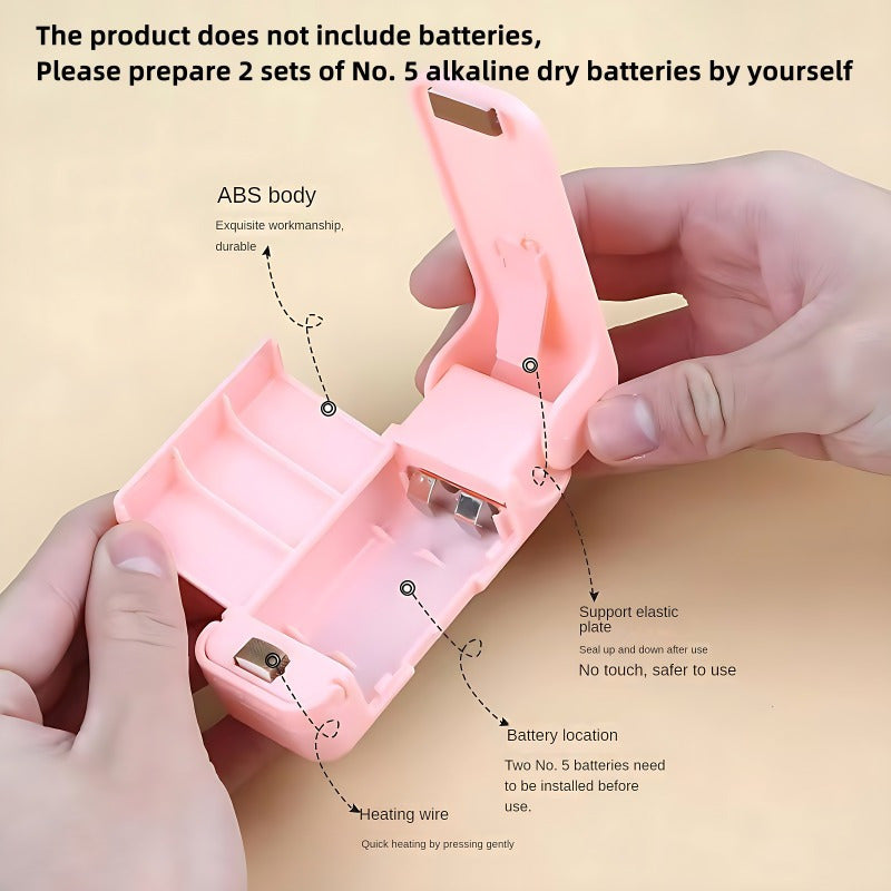 1pc Sellador de Mini Snacks, Sellador al Vacío de Preservación de Alimentos en Bolsas de Plástico con Tecnología de Sellado Térmico para Hoteles, Restaurantes, Puestos y Camiones de Comida - Diseño Compacto y Ligero, Voltaje de Operación ≤36V, No Requier
