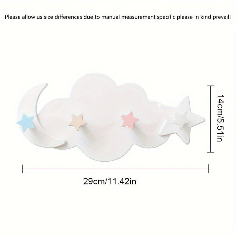 Ganchos adhesivos para pared con diseño de nube y luna, fáciles de instalar y duraderos, ideales para decoración de habitaciones infantiles y fiestas, perfectos para toallas, abrigos, llaves y colgadores