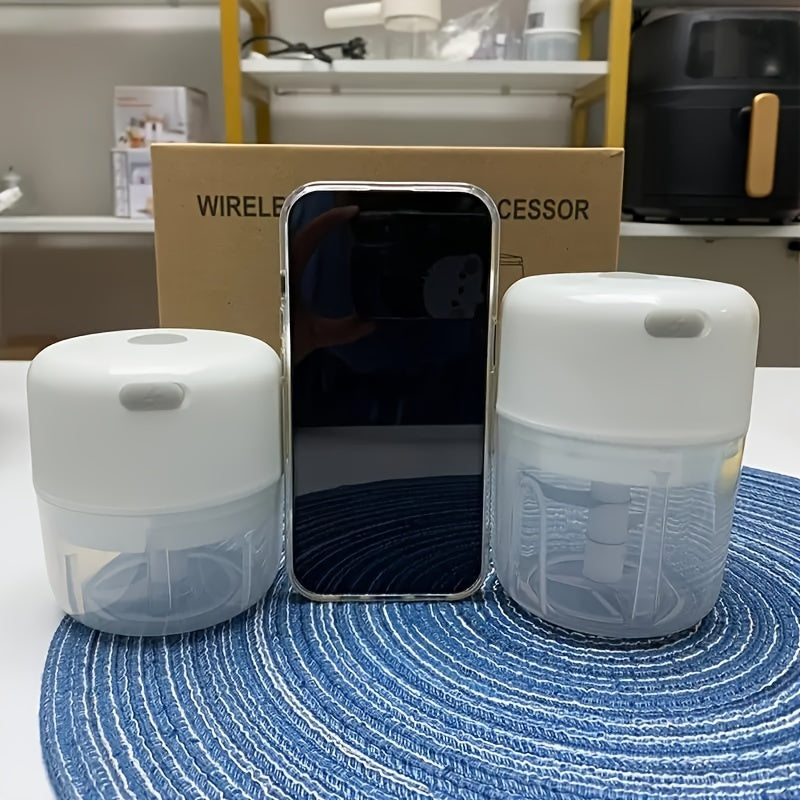 Picadora Eléctrica de Ajo Recargable USB - 100ml/250ml Fuerte y Duradera con 1500 RPM para Chile, Jengibre, Verduras con Bloqueo de Seguridad, Tapa Transparente & Diseño Fácil de Limpiar, Electrodoméstico Compacto, Herramienta de Preparación de Alimentos
