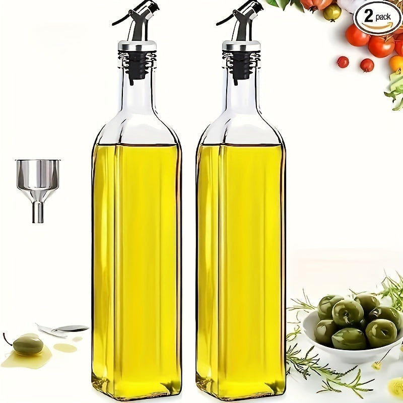 Dispensador de Aceite de Oliva de Vidrio a Prueba de Fugas con Embudo - Perfecto para Cocinar, Barbacoas y Picnics | Esencial de Cocina Libre de BPS