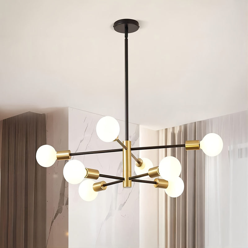 1 pza. de 8 cabezales o 6 cabezales, lámpara de araña de metal estilo loft, retro, hierro artístico, redonda, tipo satélite, para bares, restaurantes, salas, villas, luces de ingeniería, cabezal para lámpara E26-E27 sin foco