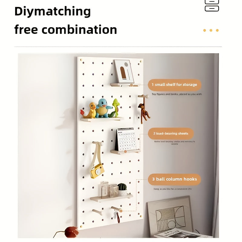 Kit organizador modular para colgar sin taladro, con diseño rectangular pintado, incluye 30 ganchos, 3 bandejas profundas y 3 bandejas poco profundas, solución de almacenamiento conectable para pared