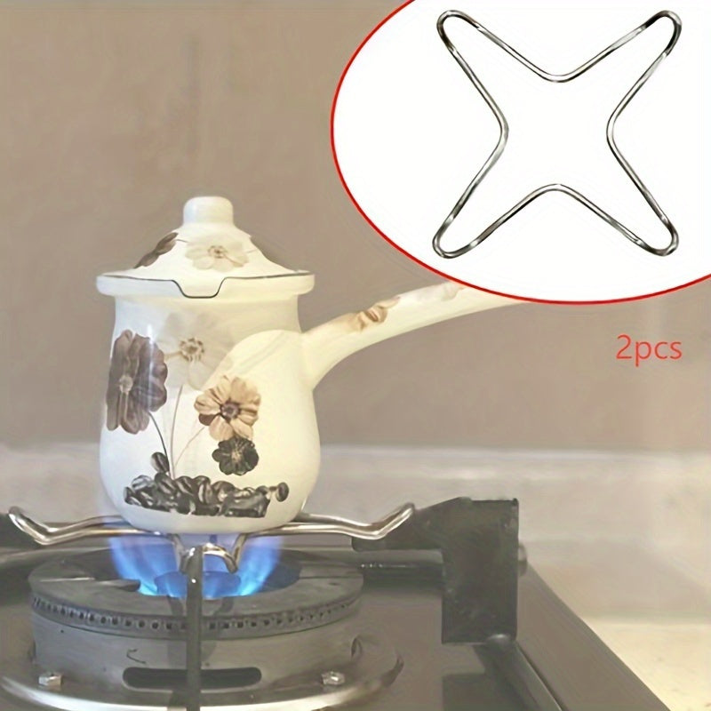 2 paquetes de protectores de rejilla de estufa de gas de acero inoxidable, compatibilidad universal, soporte de olla de cocina para ollas y sartenes pequeñas, no requiere batería