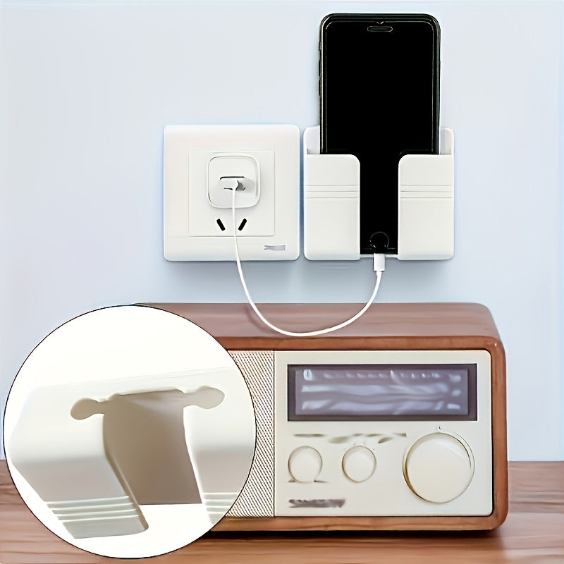 1pc Soporte de teléfono montado en la pared, material PC adhesivo, sin taladro, almacenamiento de control remoto, hecho de otro plástico, para baño, cocina, habitación de hotel - Estación de carga de teléfono inteligente
