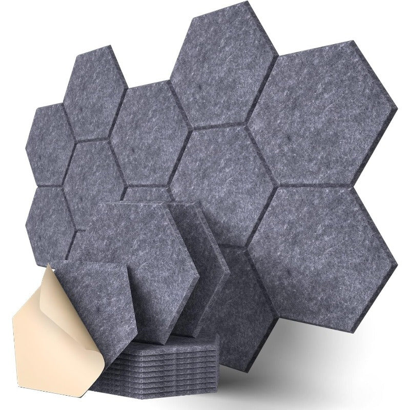 12 piezas de paneles acústicos autoadhesivos LDQ 12"x10"x0,4" - Paneles de espuma de alta densidad con diseño de Y, resistentes al fuego, absorción de ruido y eliminación de eco para hogares, estudios, oficinas (negro/gris oscuro/blanco), paneles de pare