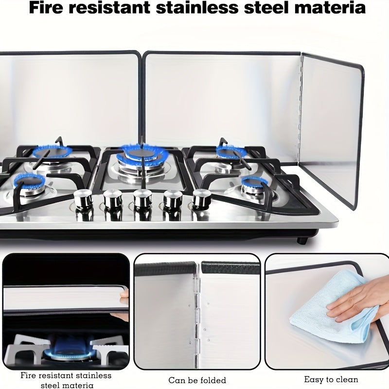 Un conjunto de protectores de salpicaduras para estufa plegable, resistentes al aceite, cocineros antiadherentes, resistentes al aceite, con borde de goma fácil de limpiar, para cocinar, protector de fregadero de cocina, estufa de gas, sartén, camping, a