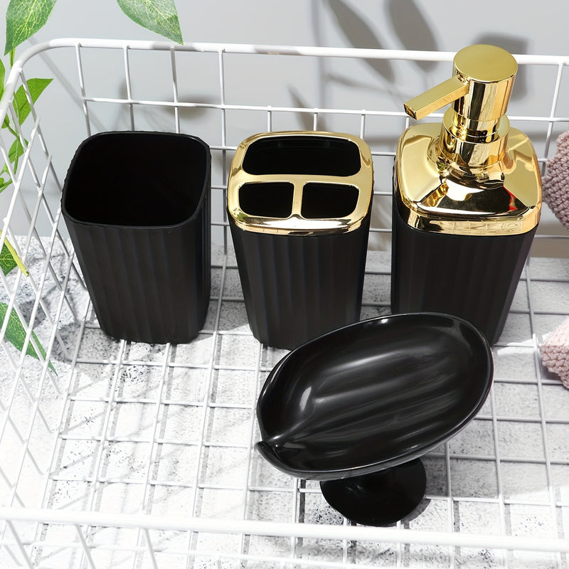 4 Piezas, Soporte Para Cepillo De Dientes, Vaso Para Enjuague Bucal Y Jabonera, Ideal Para Organizar Los Artículos Esenciales De Su Baño Accesorios De Baño, Kit De Baño Con Estilo Y Funcional Con Dispensador De Loción