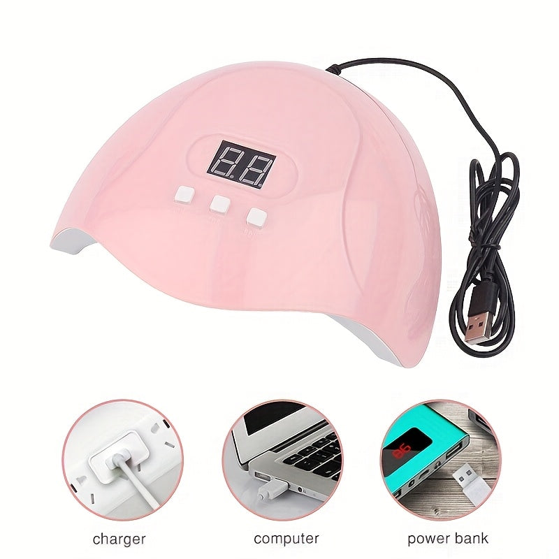 1pc Secador de uñas LED, un secador de esmalte de uñas profesional multifunción con temporizador de 3 velocidades, fácil de transportar, perfecto para la familia y los viajes, cuerpo de nailon, alimentado por USB, sin fragancia