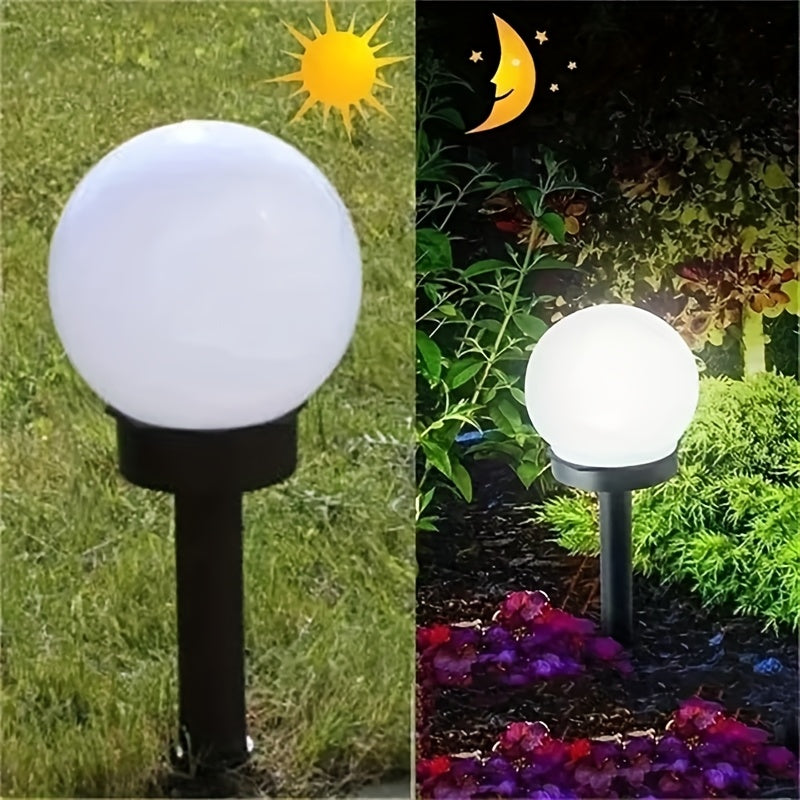 Luces de jardín de bola LED solares - Adecuadas para caminos, patios, terrazas, césped y patios. Iluminación exterior para paisajes. Plástico duradero, encendido/autoapagado, iluminación de acento para césped. Luz exterior moderna. Luces solares.