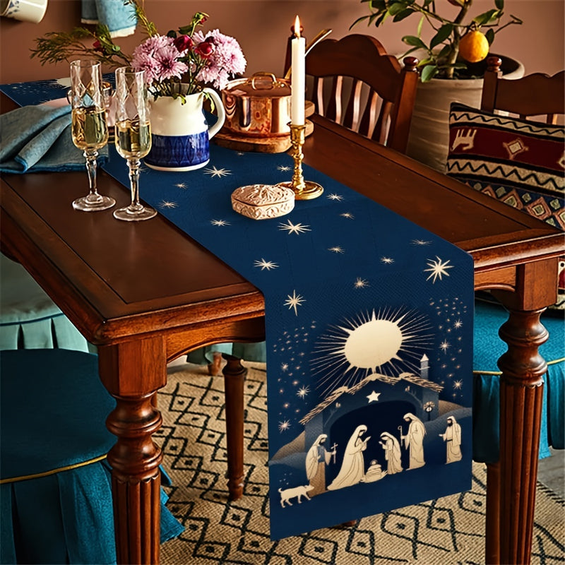 1pc, Camino de Mesa Navideño Estilo Granja para Decoración de Cocina y Comedor en Invierno - Adorno Festivo 13x48/13x72/13x108 Pulgadas para Interiores y Exteriores, Hogar o Fiestas