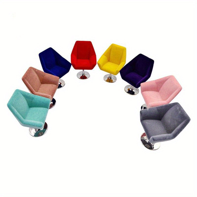 1:12 Modelo de muebles miniatura de lujo para casa de muñecas, sofá de felpa rojo, sillón de brazo