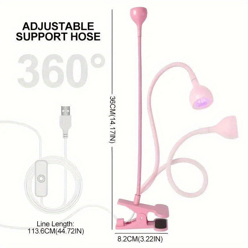 1-Pack Lámpara LED para Uñas con Cuello Flexible y Clip - Secador de Uñas USB, Curado Rápido sin Luz Libre, Manicura Pedicura Salón y Hogar, Sin Olor, Construcción en Acero Inoxidable/Plástico, Equipo de Pedicura